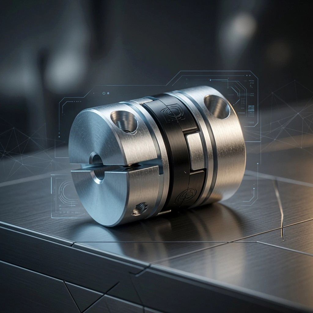 Oldham coupling installed in a CNC servo axis ballscrew assembly